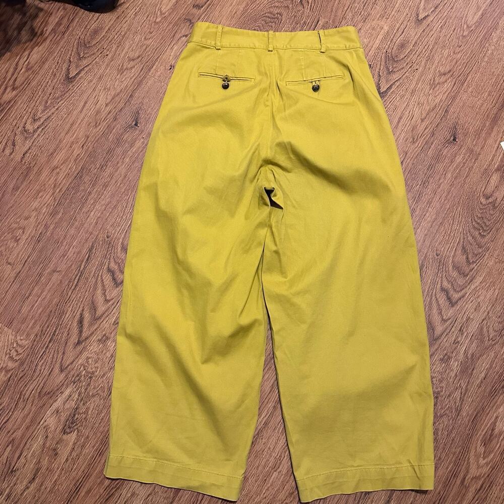 Madewell wide leg yellow pleated pants size 6 FLAWS bright color cotton blend - Picture 4 of 8
